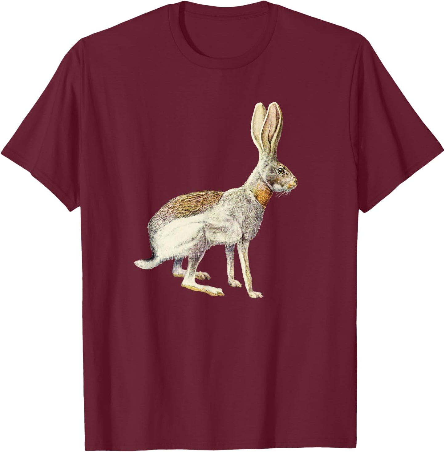 Antelope Jackrabbit Portrait T-Shirt - T-Shirt | Maroon