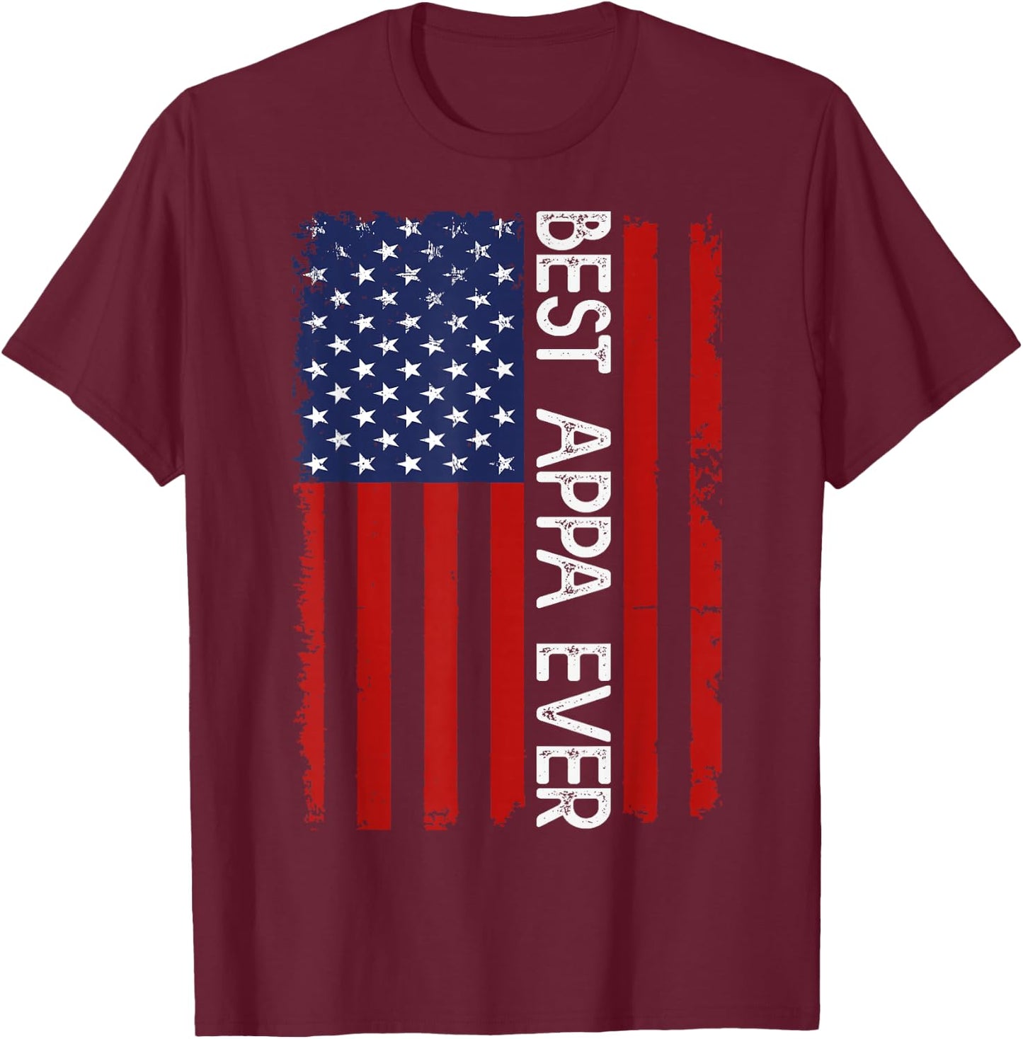 Best Appa Ever Vintage American Flag Fathers Day T-Shirt - T-Shirt | Maroon