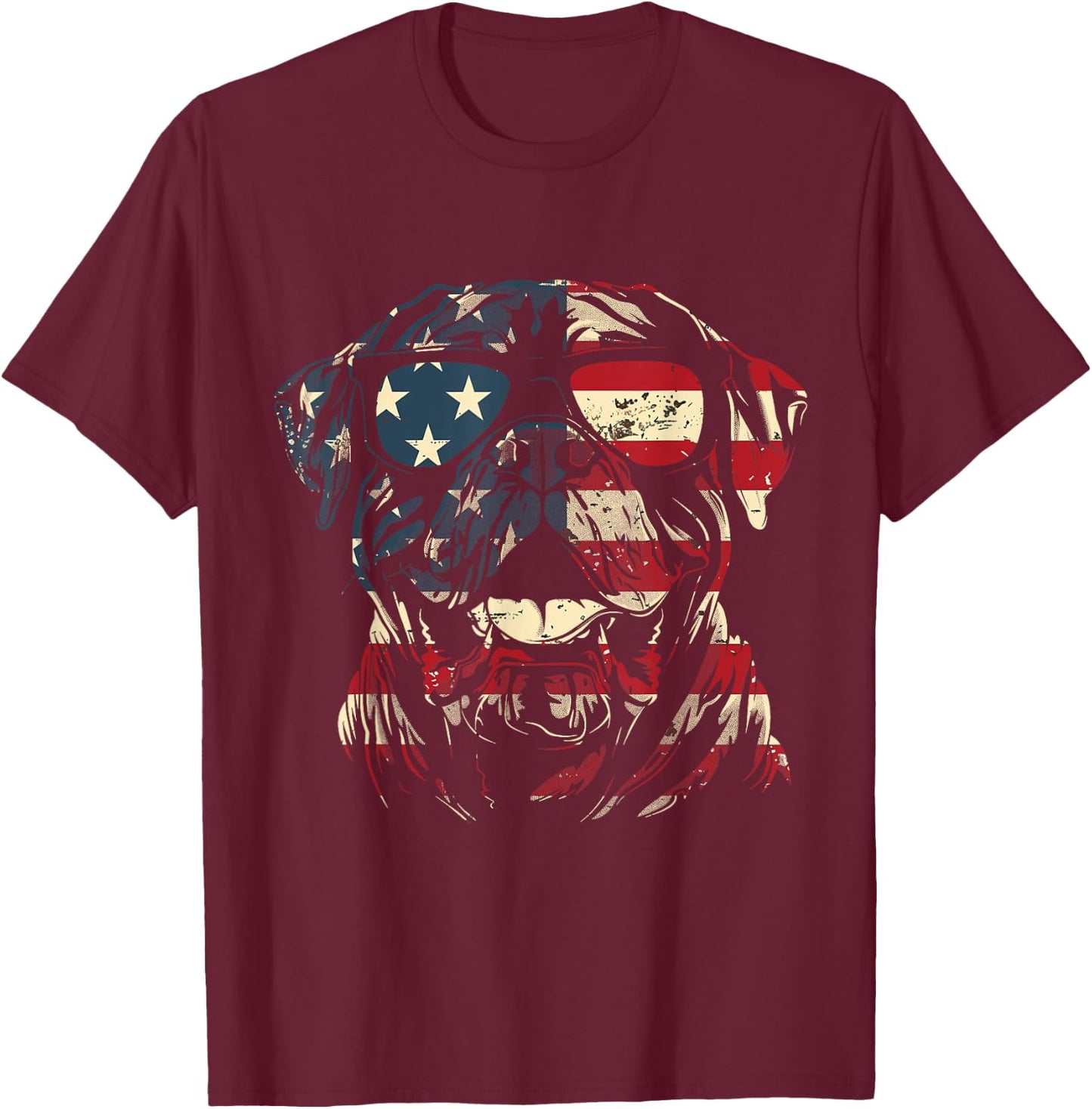 Mastiff Dad American Flag Patriotic Dog Lover T-Shirt - T-Shirt | Maroon