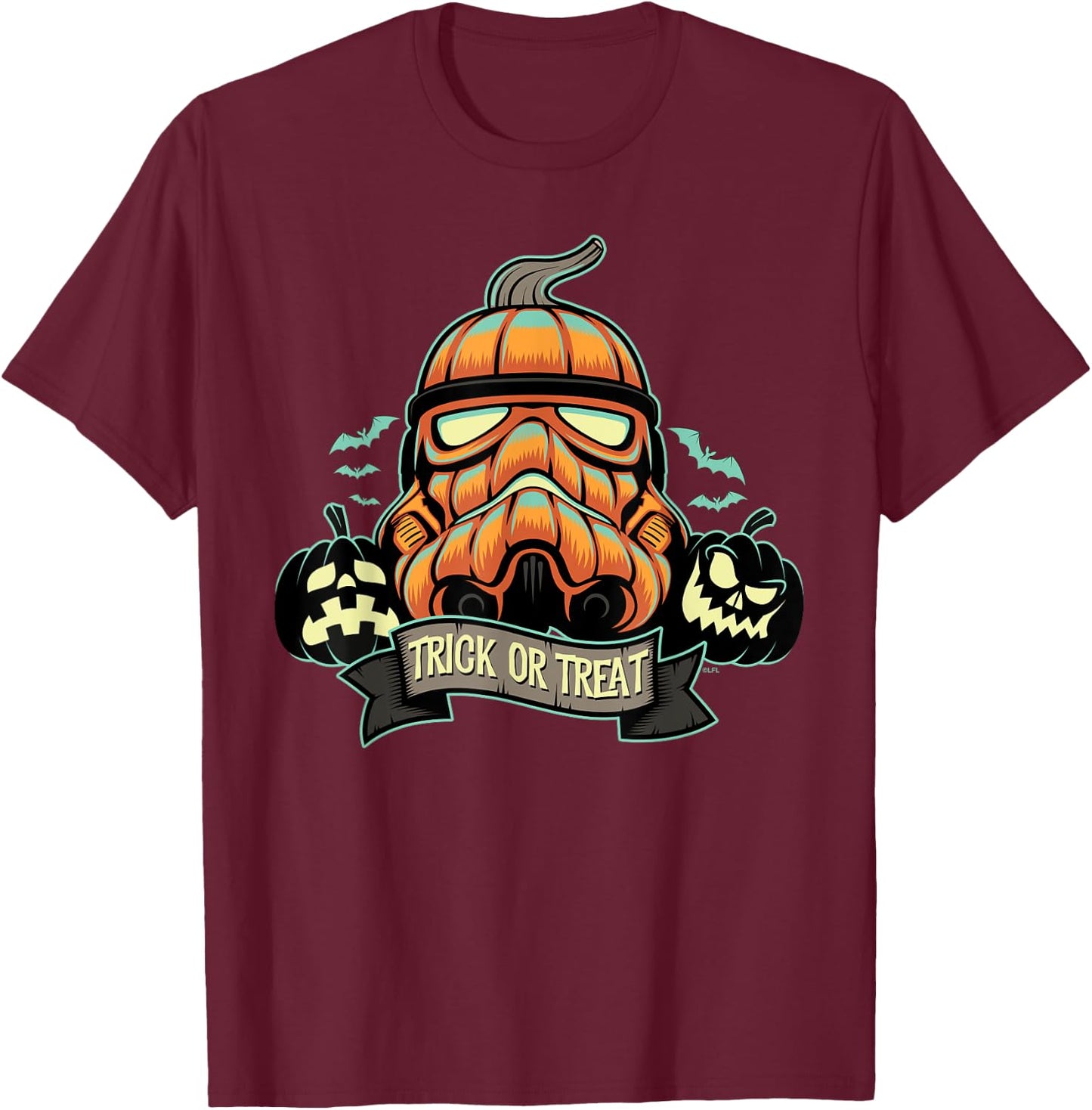 Star Wars Halloween Stormtrooper Jack-o’-Lantern Pumpkin T-Shirt - T-Shirt | Maroon