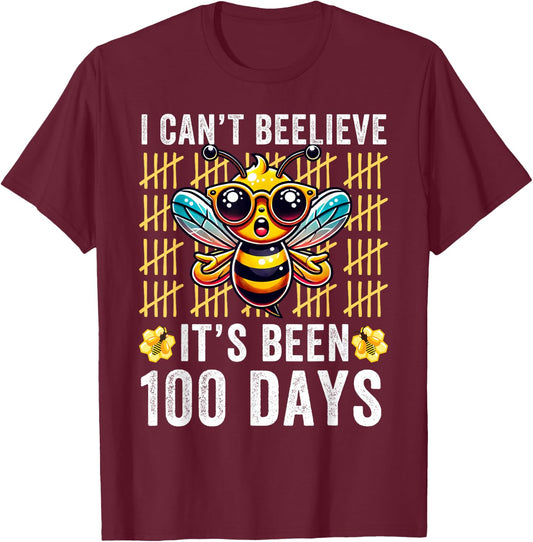 I Can't Believe It's Been 100 Days Bee 100th Day Of School T-Shirt - T-Shirt | Maroon