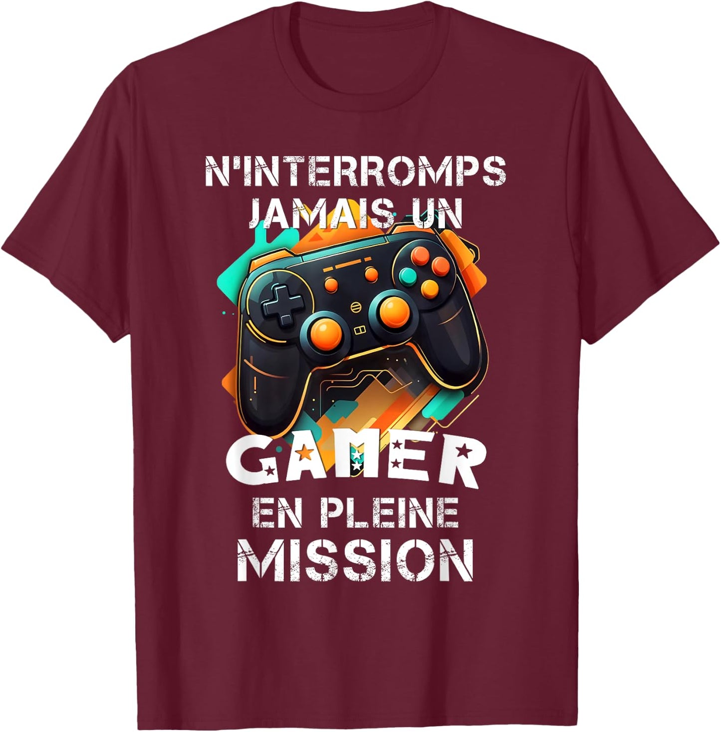 Gamer geek addicted to video games teen console gaming humor , Black, S T-Shirt - T-Shirt | Maroon