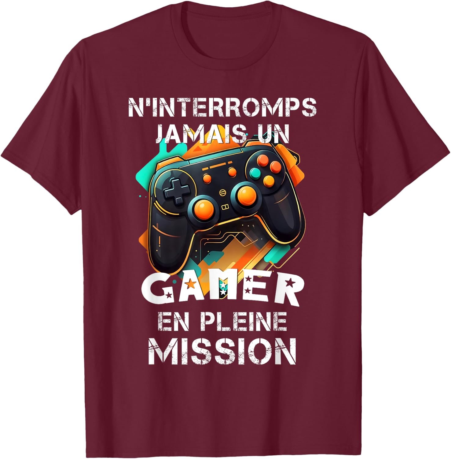 Gamer geek addicted to video games teen console gaming humor , Black, S T-Shirt - T-Shirt | Maroon