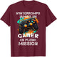 Gamer geek addicted to video games teen console gaming humor , Black, S T-Shirt - T-Shirt | Maroon