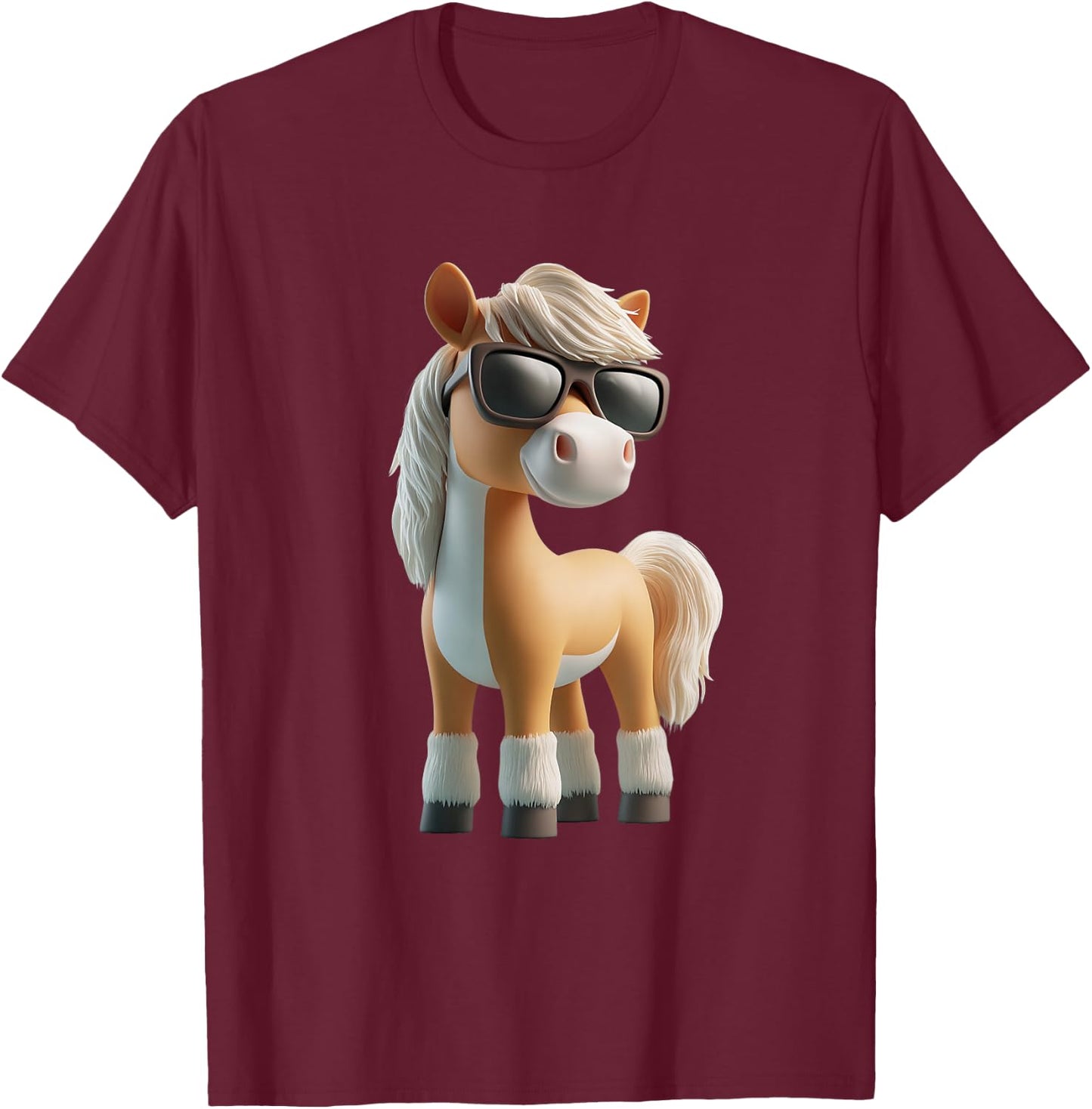 Cooles Pferdemotiv mit Sonnenbrille Pferd Pony T-Shirt - T-Shirt | Maroon