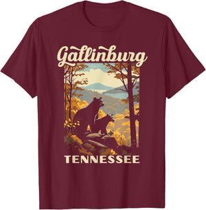 Gatlinburg Tennessee Black Bears Vintage WPA Style T-Shirt - T-Shirt | Maroon