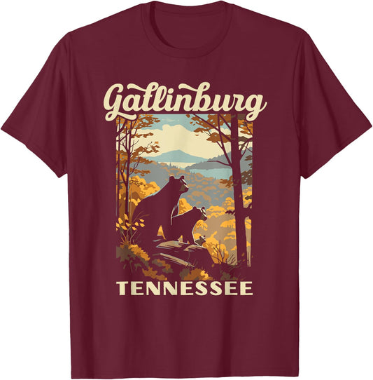 Gatlinburg Tennessee Black Bears Vintage WPA Style T-Shirt - T-Shirt | Maroon