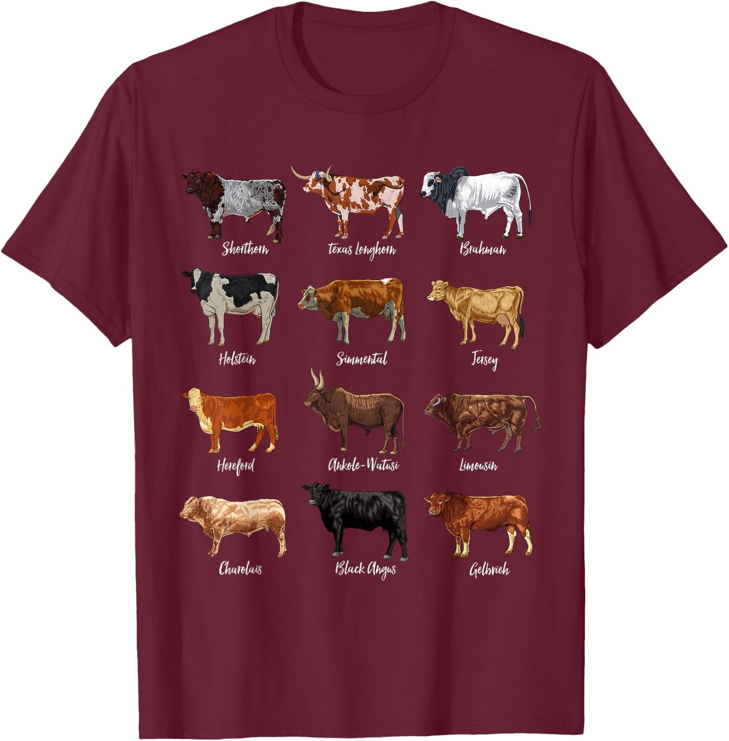 Cow Design with Cow Design, black T-Shirt - T-Shirt | Maroon