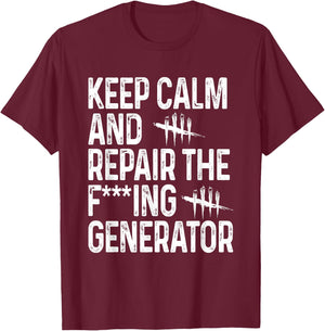 Keep Calm and Repair The Generator Video Game T-Shirt - T-Shirt | Maroon