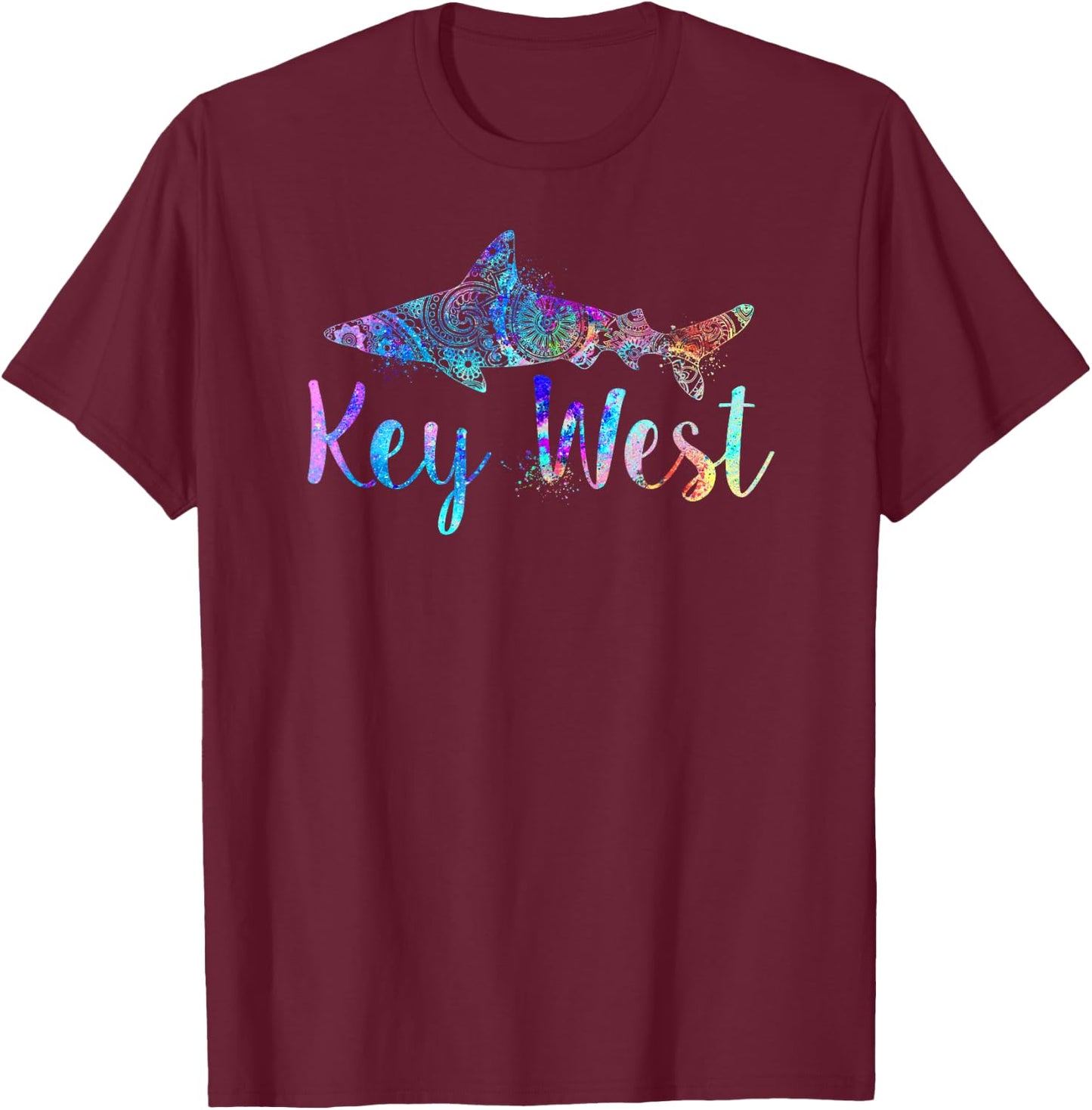 Key West Florida Shark Fishing Diving Trip Vacation Souvenir T-Shirt - T-Shirt | Maroon