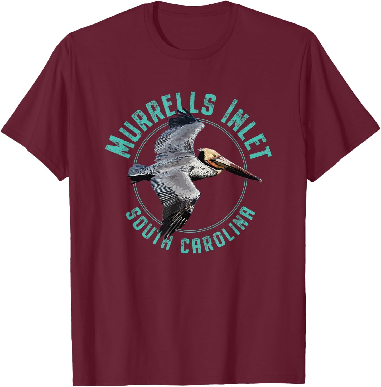 Murrells Inlet South Carolina Pelican Design T-Shirt - T-Shirt | Maroon