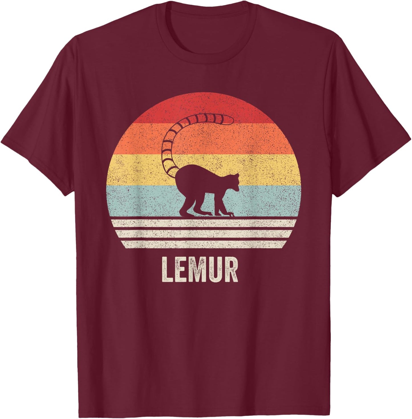 Retro Lemur Shirt Animal Lover Gift Vintage Funny T-Shirt - T-Shirt | Maroon