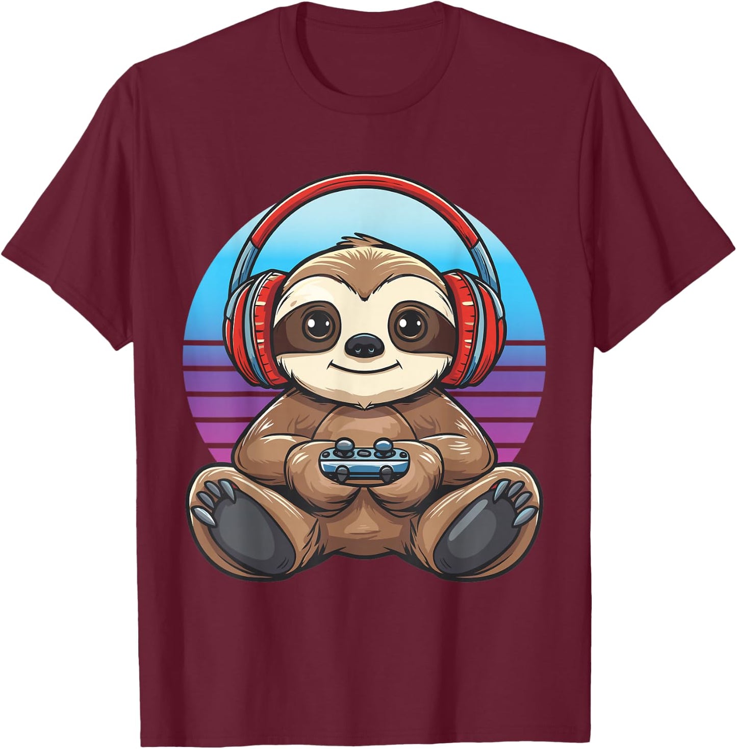 Retro Sloth gaming T-Shirt - T-Shirt | Maroon
