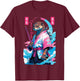 Samurai Otter in Aesthetic Vaporwave Style T-Shirt - T-Shirt | Maroon