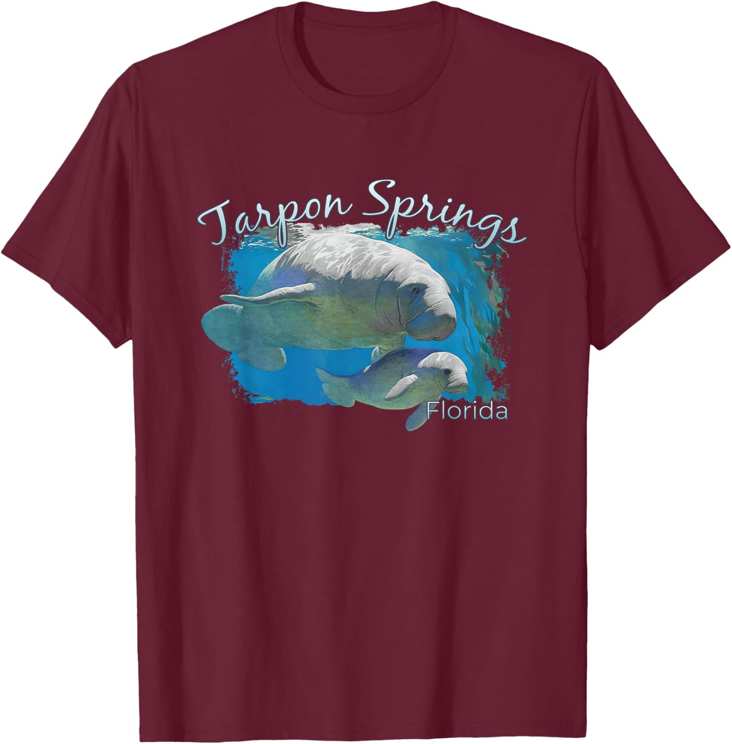 Tarpon Springs Florida Love The Manatees T-Shirt - T-Shirt | Maroon