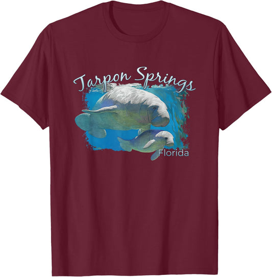 Tarpon Springs Florida Love The Manatees T-Shirt - T-Shirt | Maroon