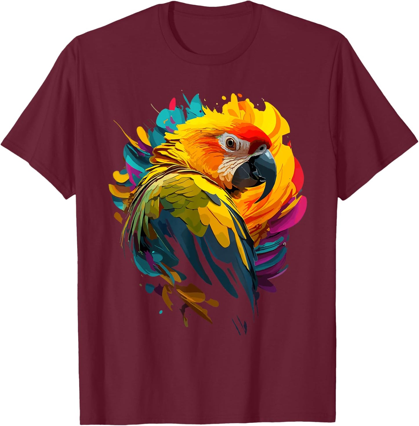 Watercolour Parrot , Kids - Colourful Macaw Parrot T-Shirt - T-Shirt | Maroon