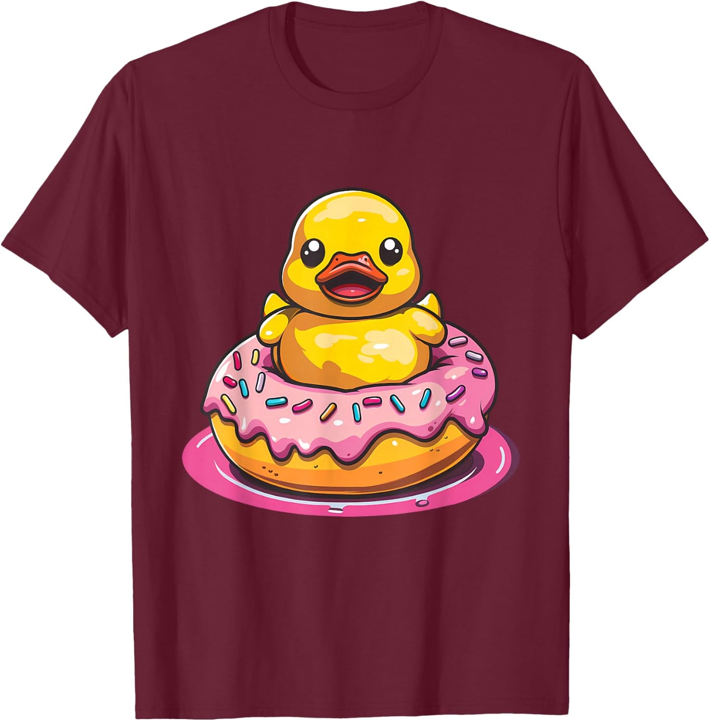 Rubber Duck Rubber Duckie Donut Rubber Duckling Duck Lover T-Shirt - T-Shirt | Maroon