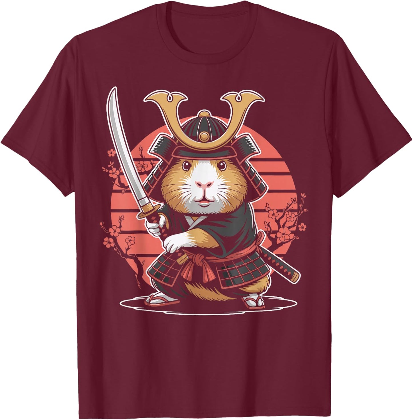 Guinea Pig Samurai Guinea Pig T-Shirt - T-Shirt | Maroon