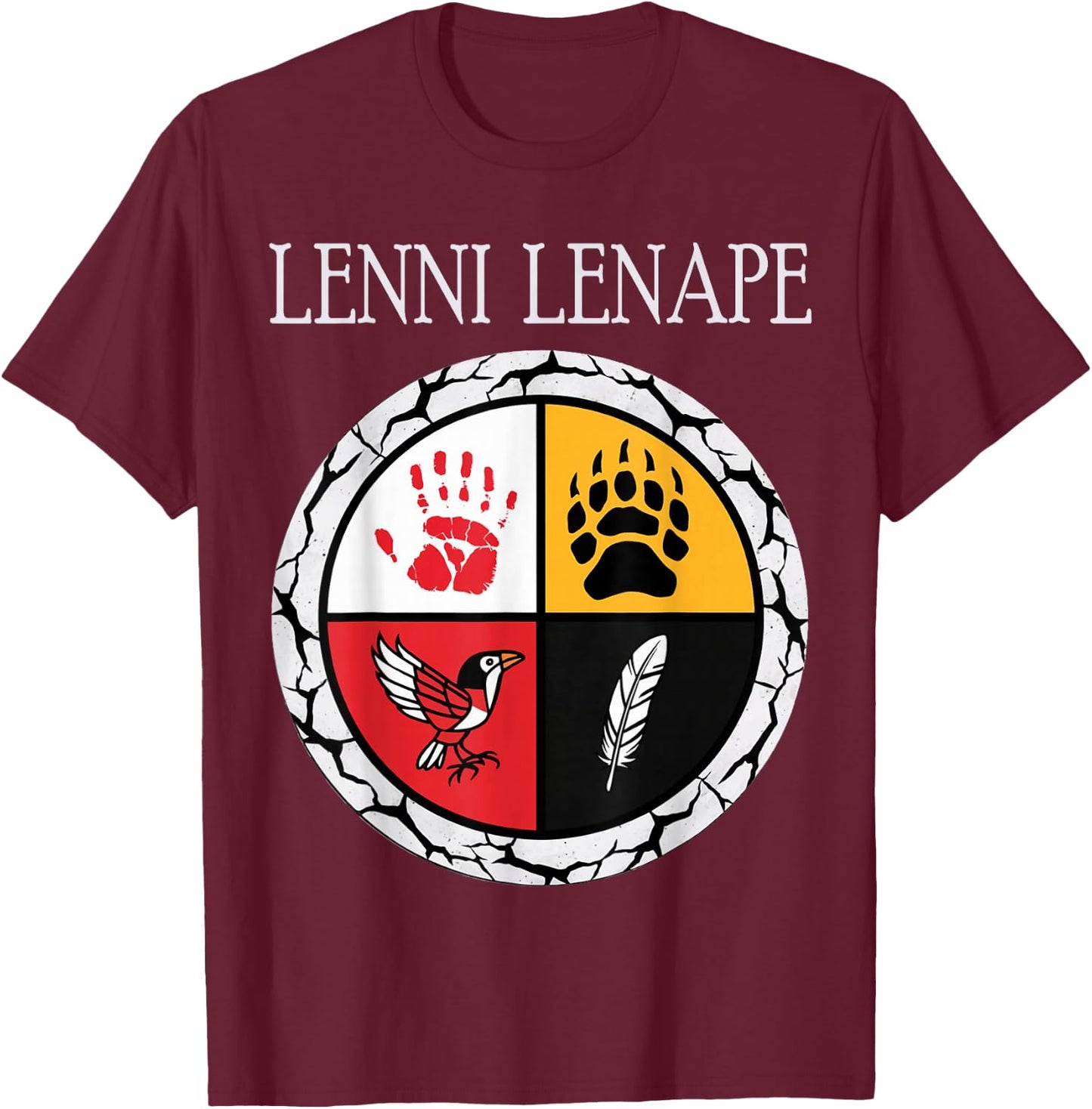 Lenni Lenape Delaware Native American Medicine Wheel T-Shirt - T-Shirt | Maroon