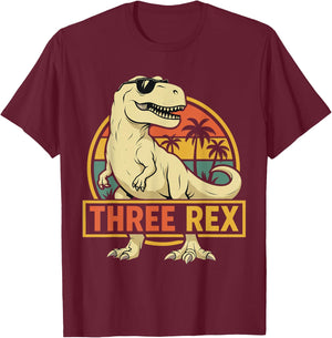 Three Rex 3rd Birthday Third Dinosaur 3 Year Old T-Shirt - T-Shirt | Maroon