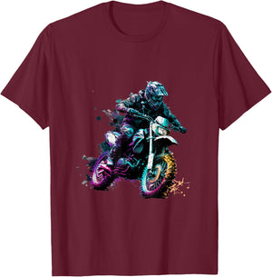 Cool Motocross Supermoto Driver Motorcycle , black T-Shirt - T-Shirt | Maroon
