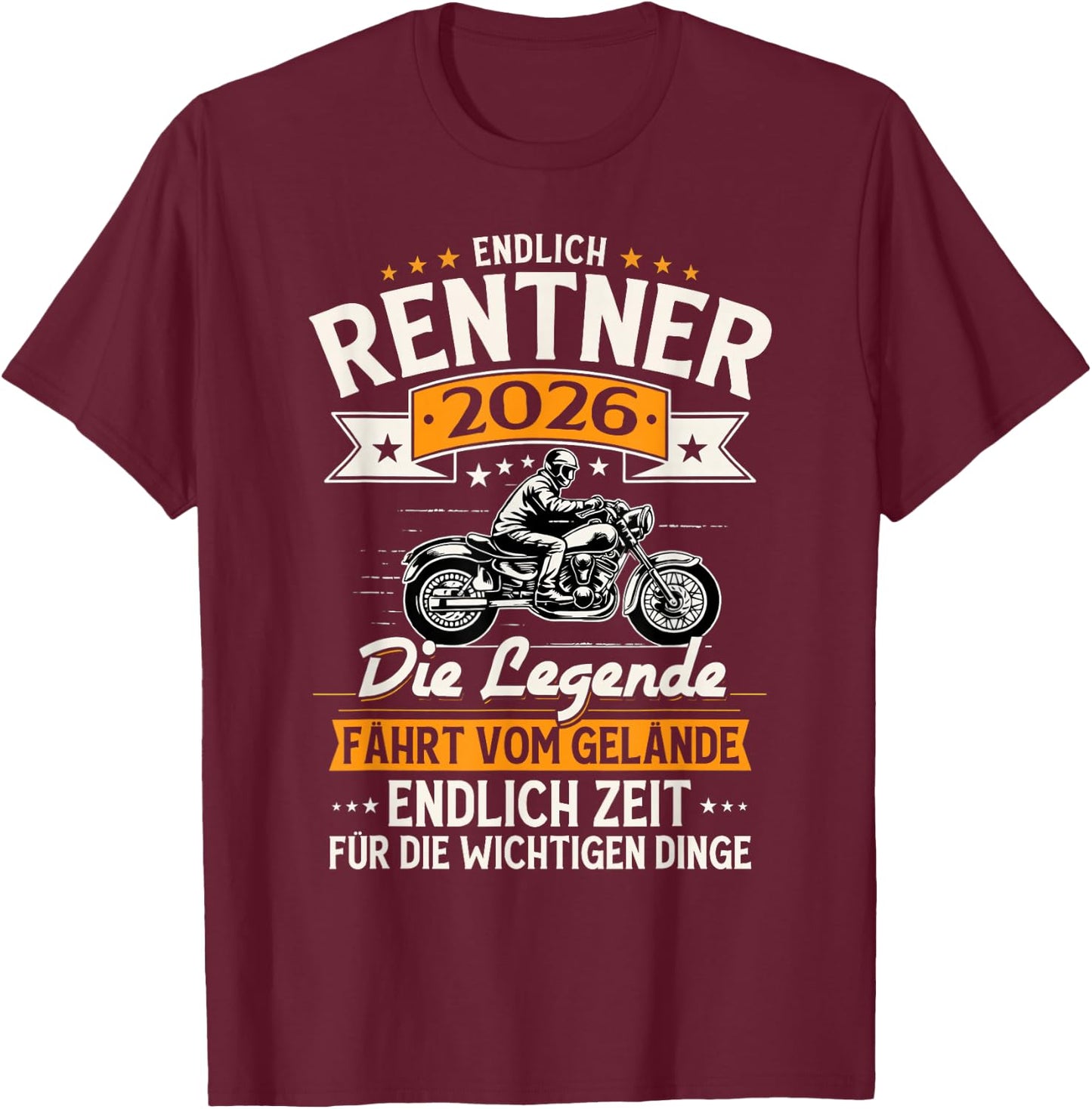 Rentner 2026 Geschenk Mann Biker Rente Ruhestand Lustig T-Shirt - T-Shirt | Maroon