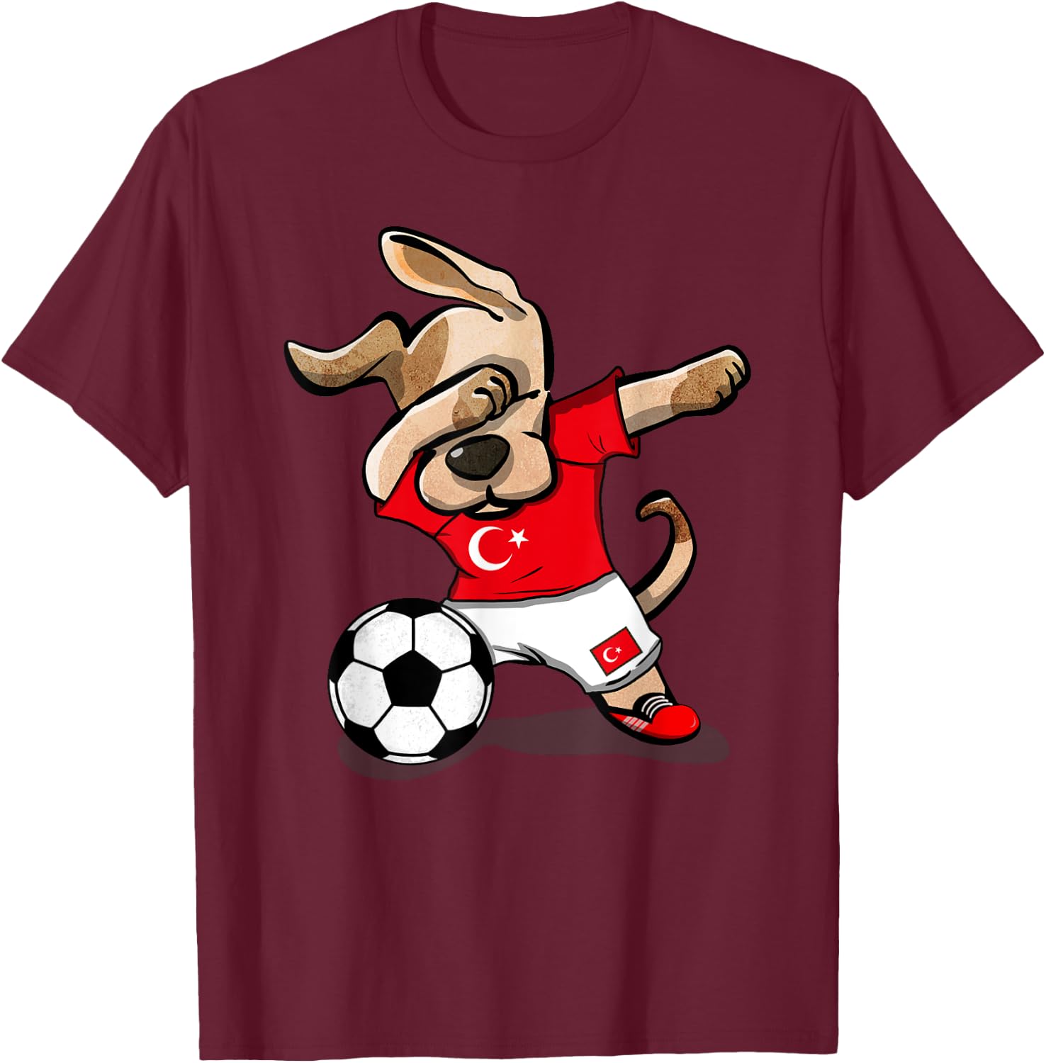 Dog Dabbing Soccer Turkey Jersey Shirt Turkish Football Men Women Kids T-Shirt - T-Shirt | Maroon