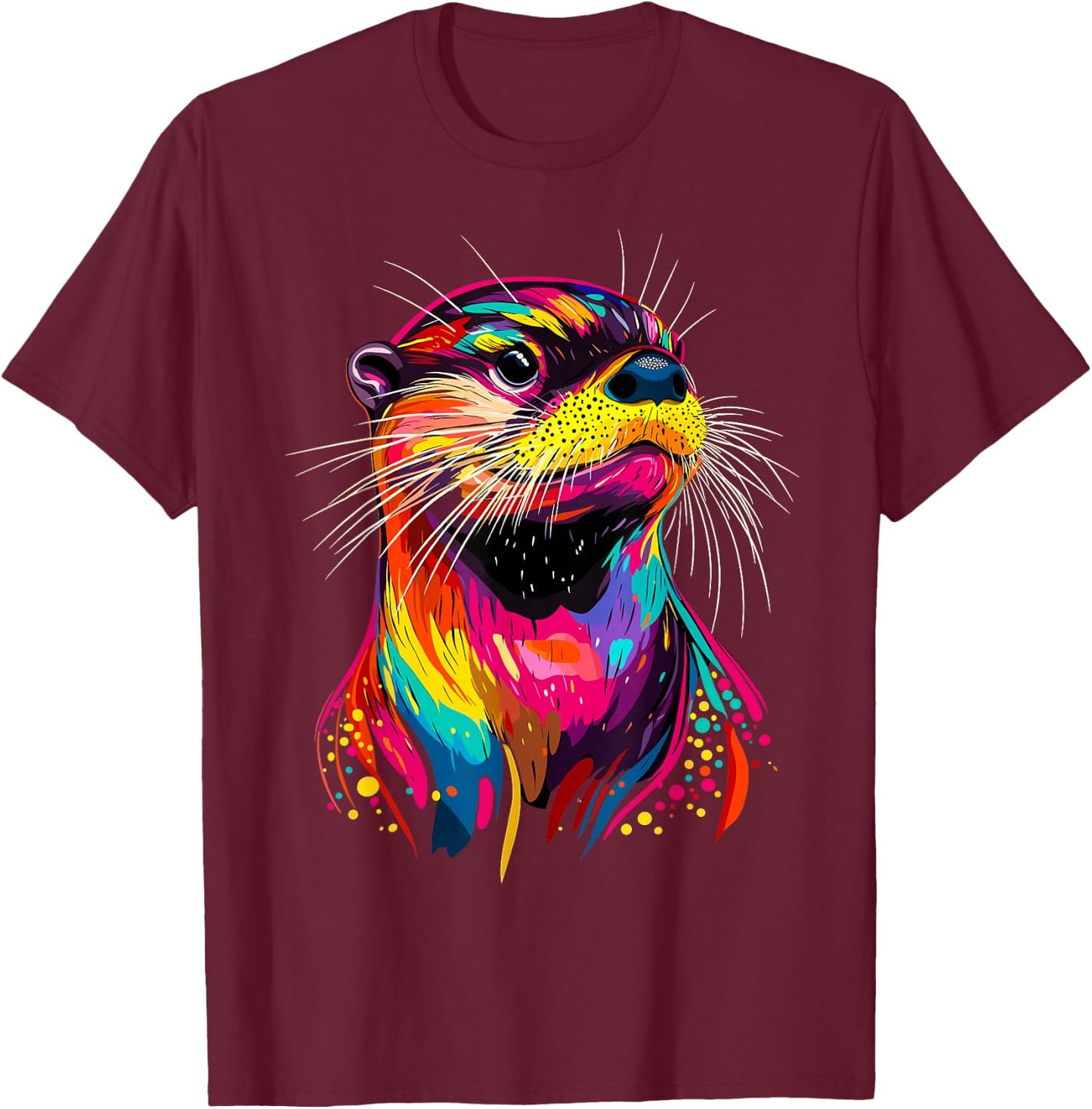 Otter Pattern I Love Sea Otter Soft Marten Otter , Black, S T-Shirt - T-Shirt | Maroon