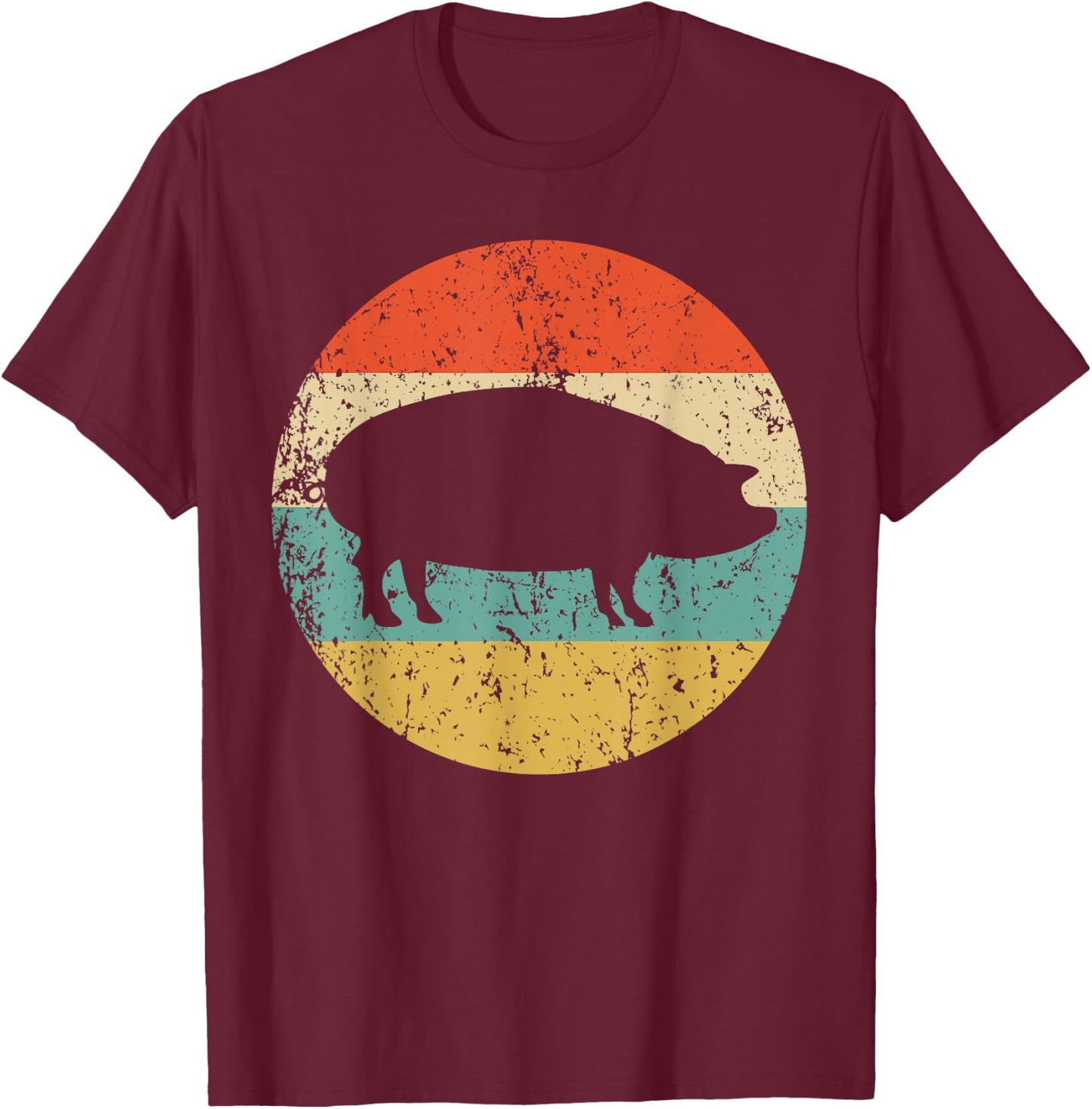 Pig Roast Retro Style BBQ Cookout T-Shirt - T-Shirt | Maroon
