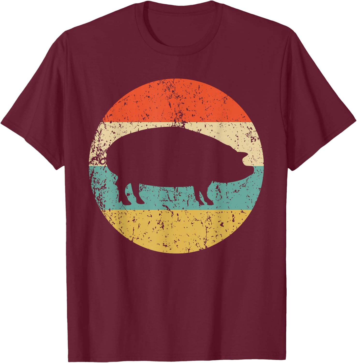 Pig Roast Retro Style BBQ Cookout T-Shirt - T-Shirt | Maroon