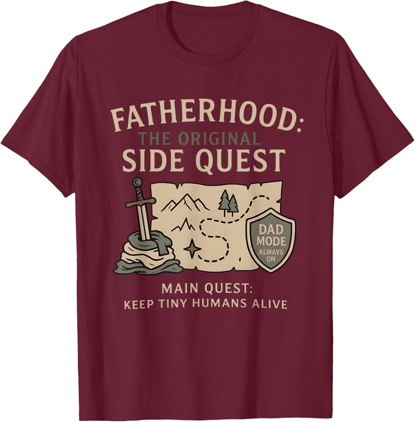 Father Dad Fatherhood The Original Side Quest Dad Mode T-Shirt - T-Shirt | Maroon