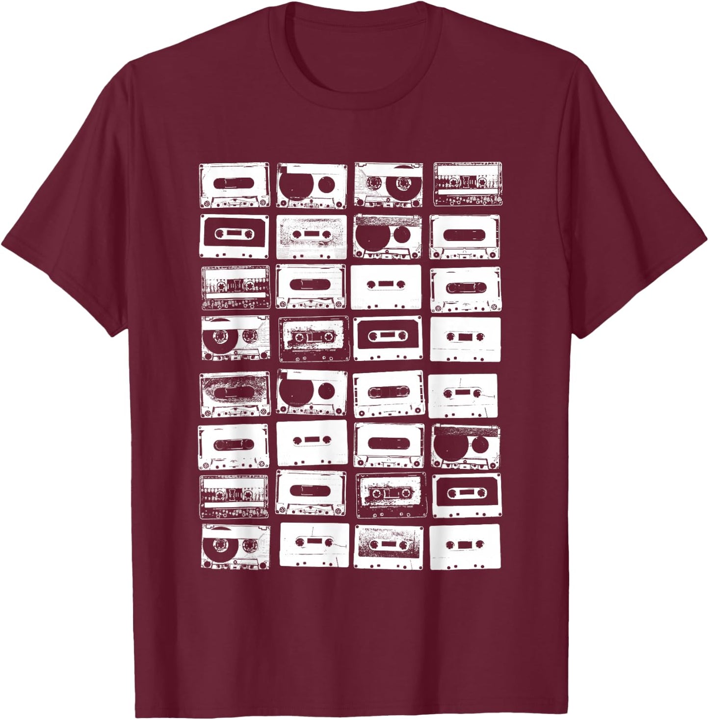 Cassette Tapes 1980s Music Graphic T-Shirt - T-Shirt | Maroon