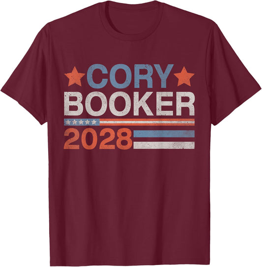 Vintage Cory Booker For President 2028 Election Gifts T-Shirt - T-Shirt | Maroon