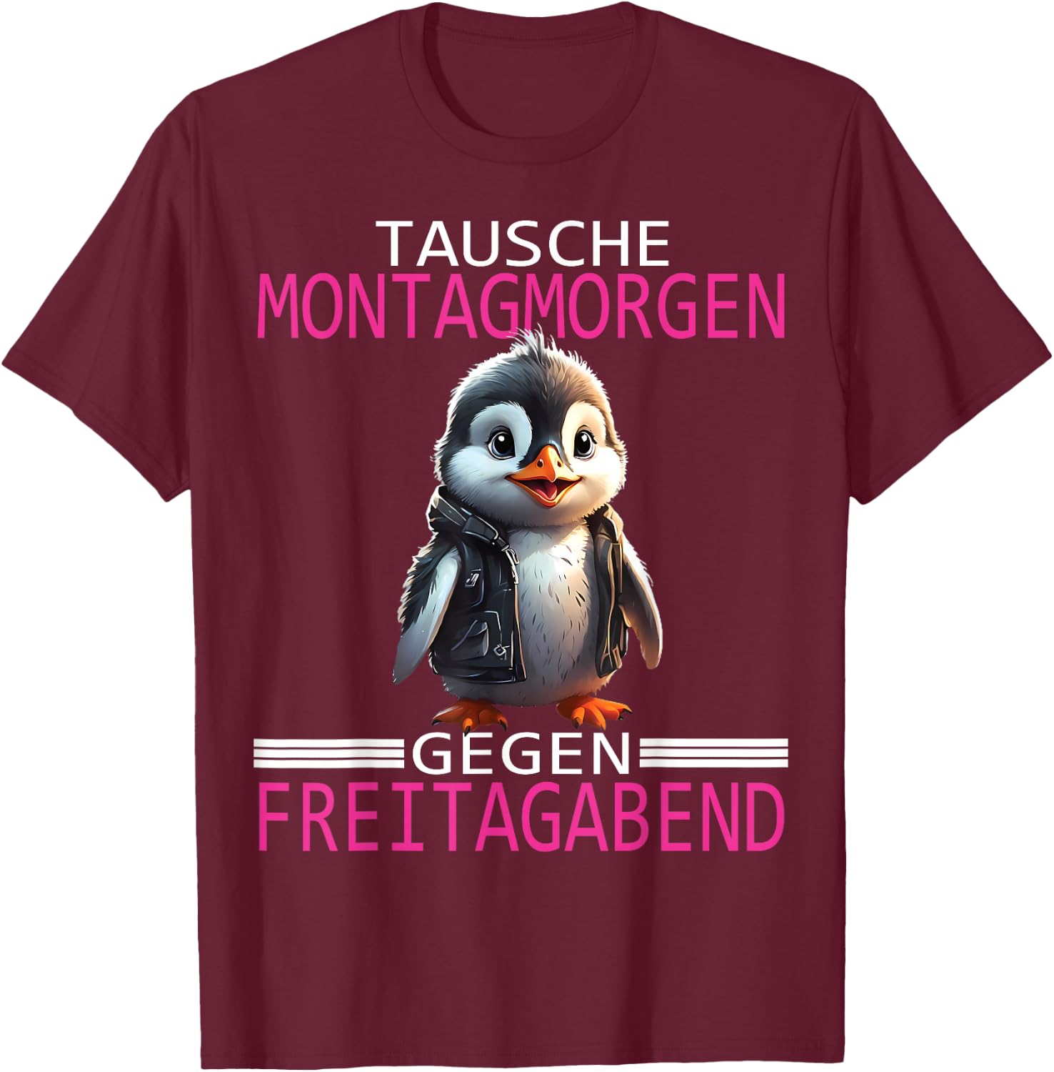 Arbeiten Witziger Lustiger Spruch Fun Sprüche süßes Pinguin T-Shirt - T-Shirt | Maroon