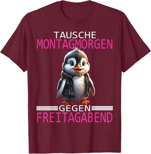 Arbeiten Witziger Lustiger Spruch Fun Sprüche süßes Pinguin T-Shirt - T-Shirt | Maroon