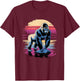Retro Sunset Gorilla Silver Gorillas , Black, S T-Shirt - T-Shirt | Maroon