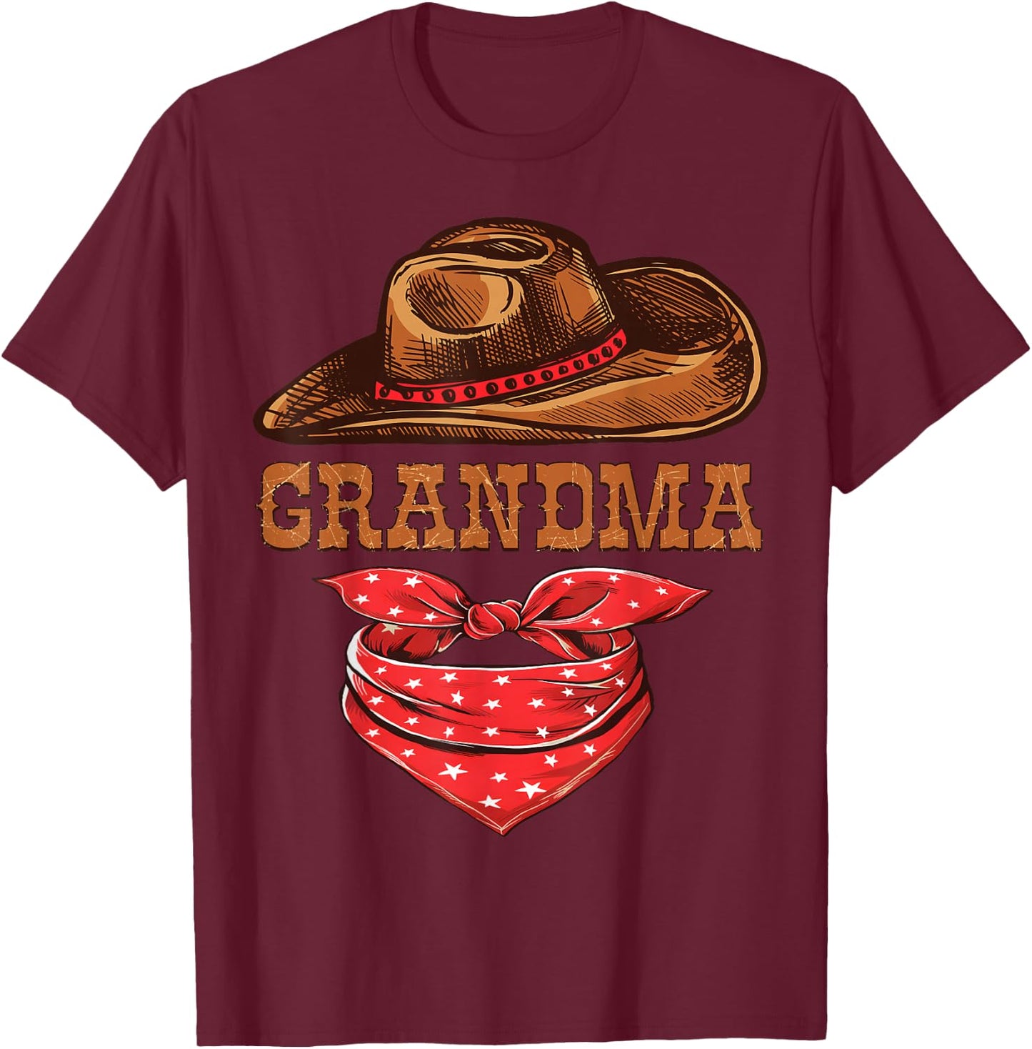 Grandma Western Birthday Cowboy Cowgirl Family Matching T-Shirt - T-Shirt | Maroon