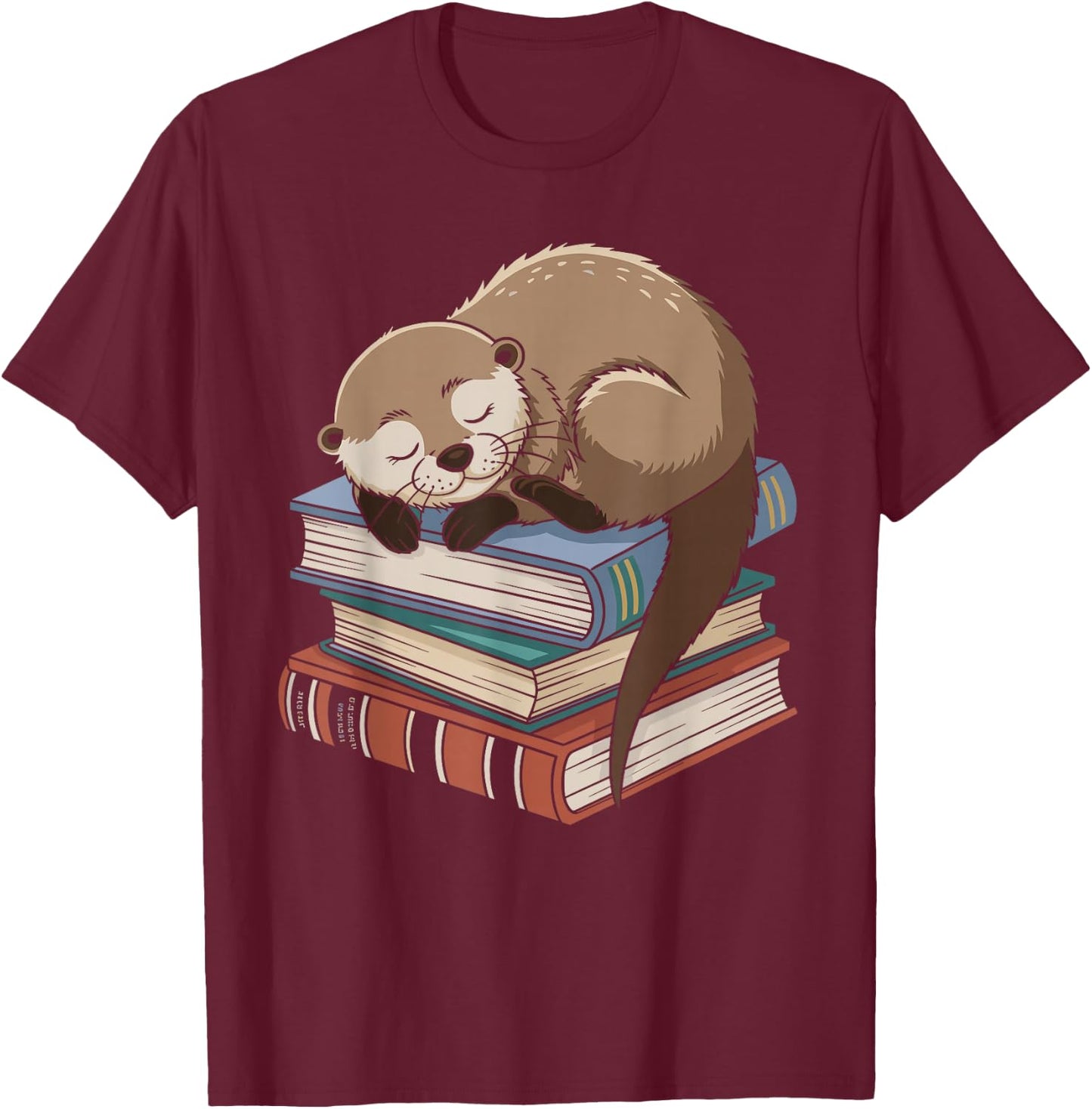 Otter Reading Book Pajama Sleep T-Shirt - T-Shirt | Maroon