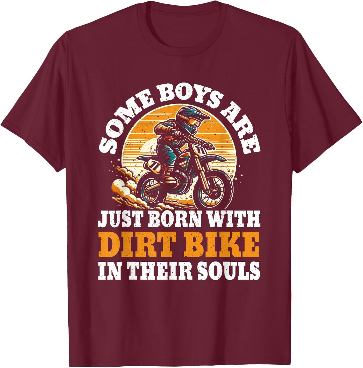 Youth Boy Dirt Bike Toddler Motocross T-Shirt - T-Shirt | Maroon