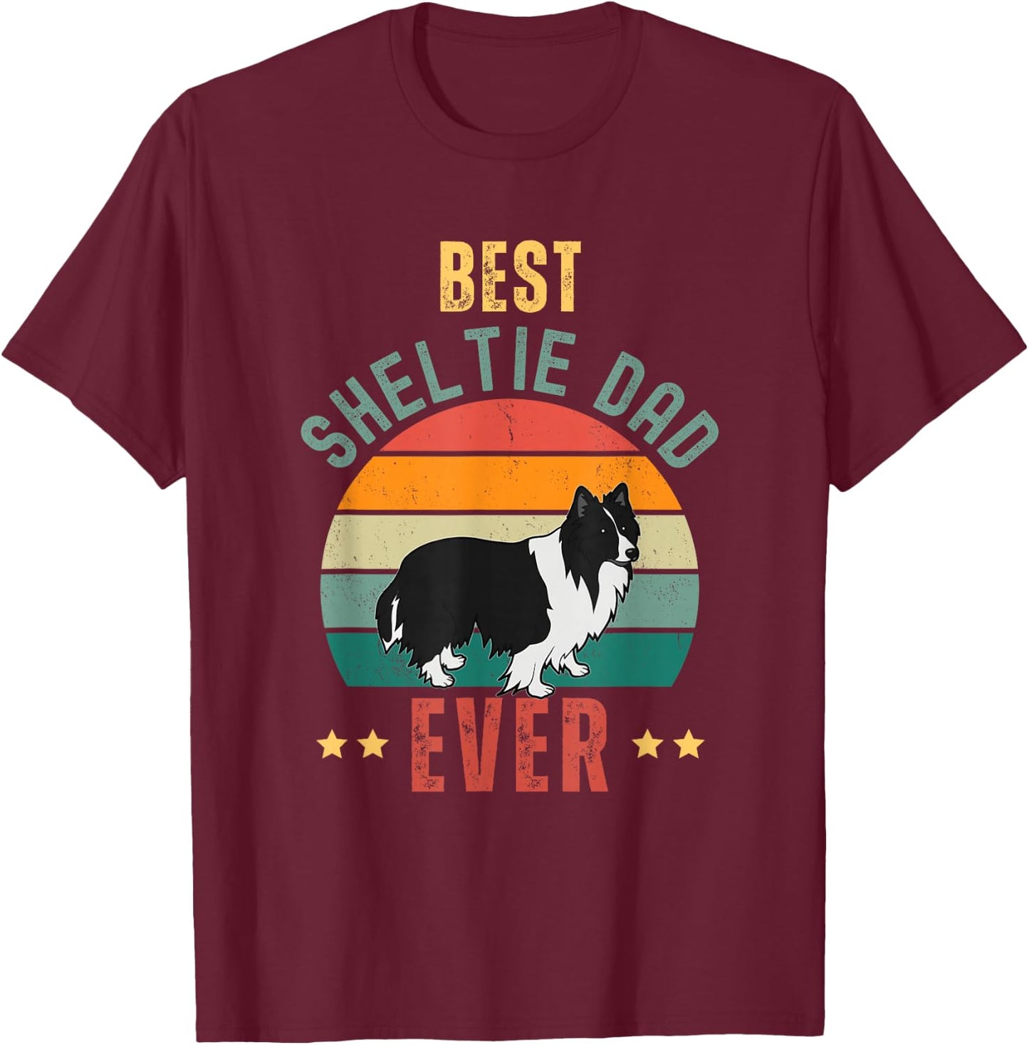 Best Sheltie Dad Ever Awesome Bi-Black Sheltie Dad T-Shirt - T-Shirt | Maroon