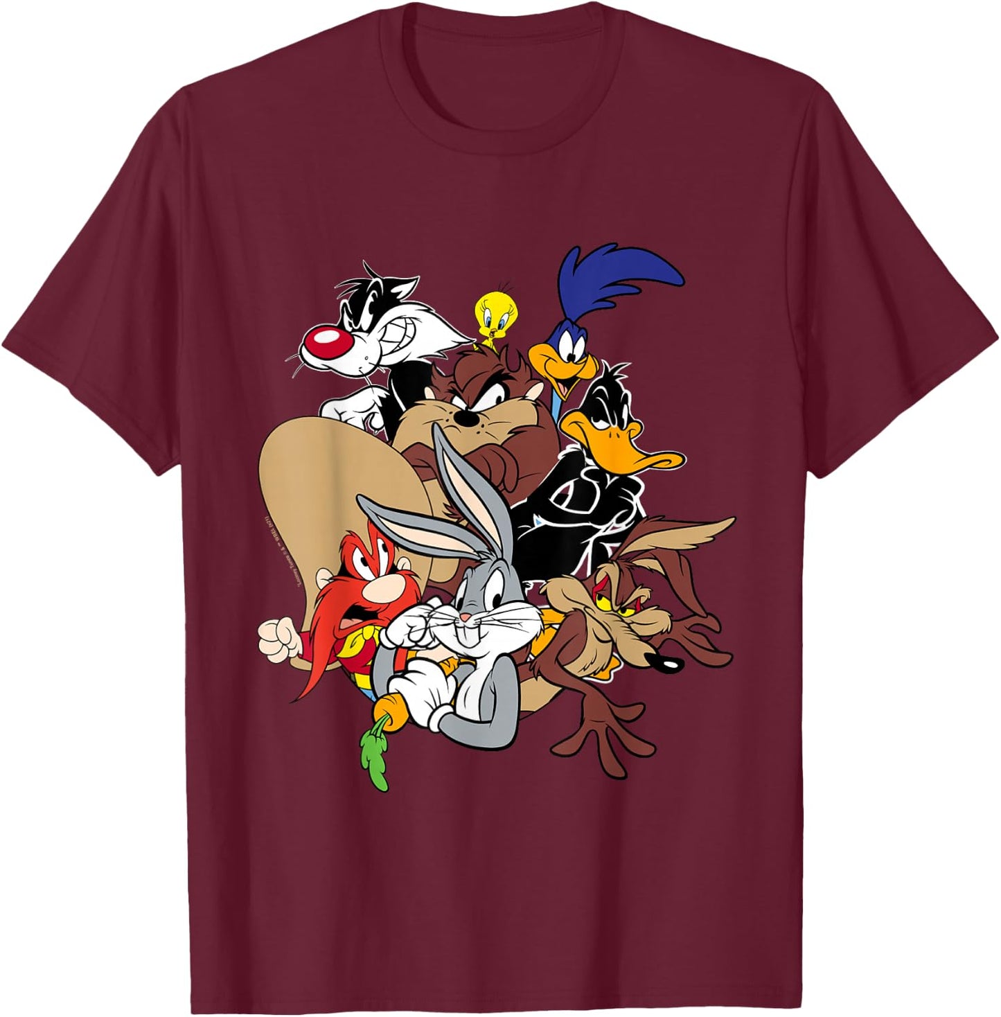 Looney Tunes Main Group of Characters T-Shirt - T-Shirt | Maroon
