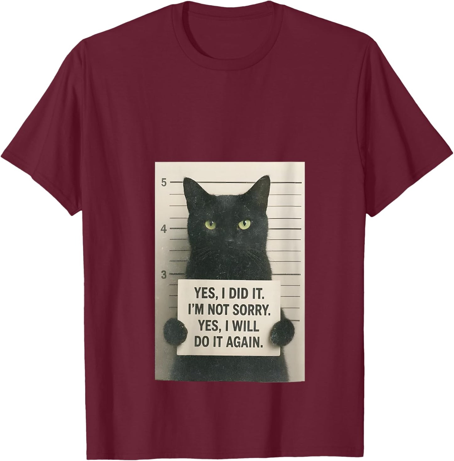 Women's Yes, I Did It. I'm Not Sorry. Yes, I'll Do It Again Cat Meme V-Neck T-Shirt - T-Shirt | Maroon
