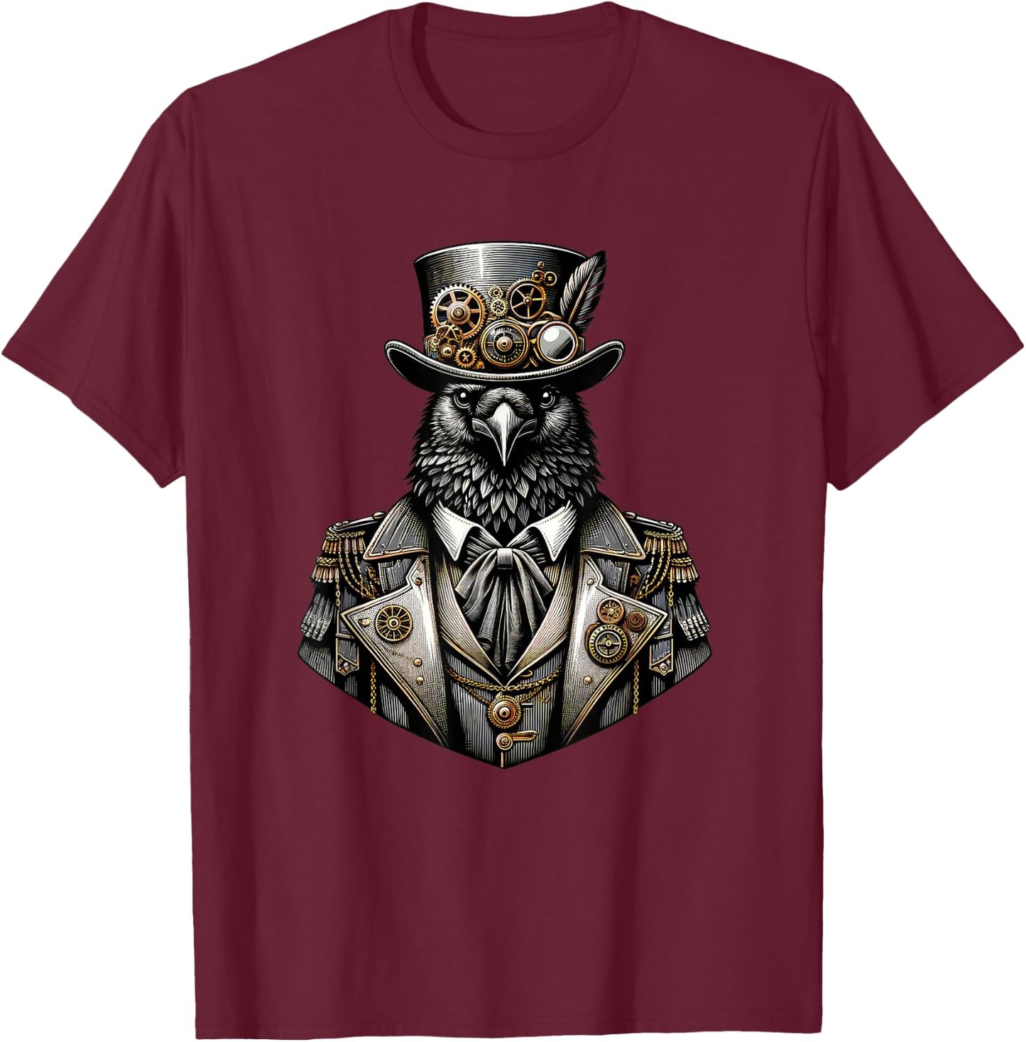 Steampunk Raven Women Men Kids Steampunk Raven T-Shirt - T-Shirt | Maroon