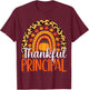 Thankful Principal Rainbow Fall Principal Thanksgiving T-Shirt - T-Shirt | Maroon