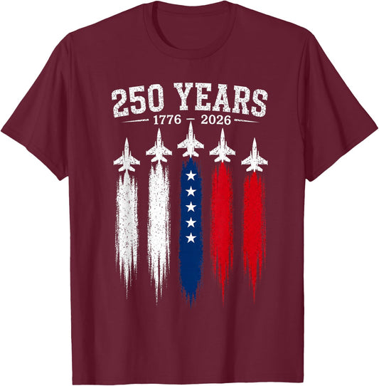 250 Years 250th Anniversary USA 4th of July Patriotic T-Shirt - T-Shirt | Maroon