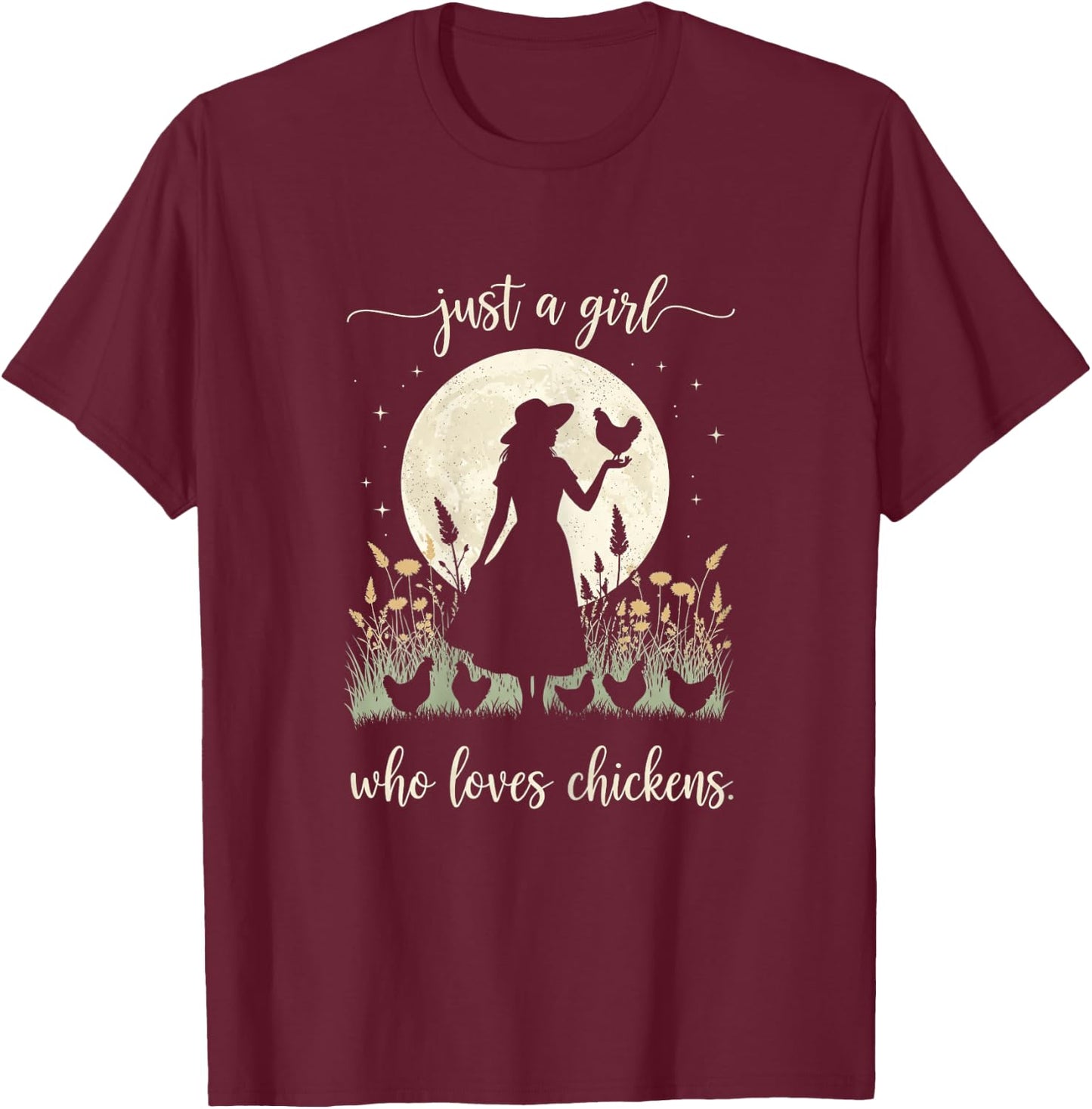 Just A Girl Who Loves Chickens T-Shirt - T-Shirt | Maroon