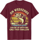 Funny Bass Dad Fishing On Weekend I Hook Up Girl Adult Humor T-Shirt - T-Shirt | Maroon