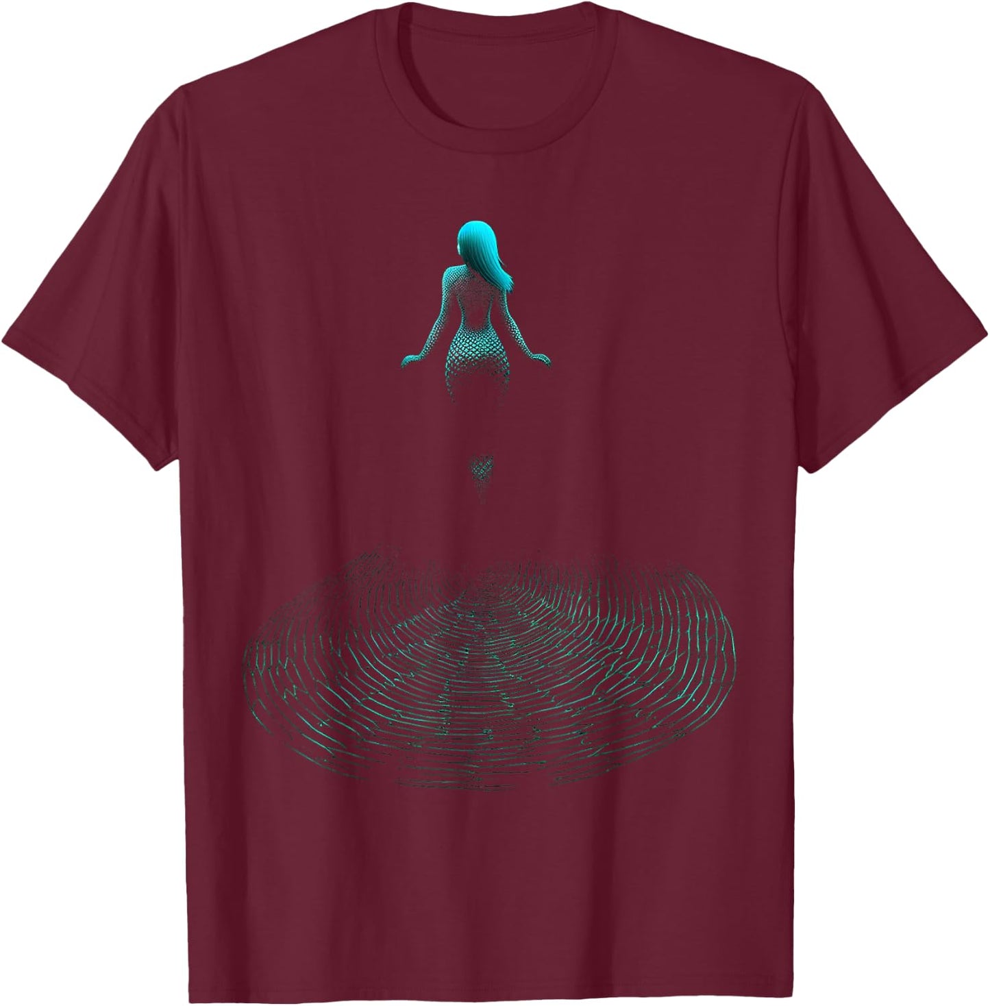 Mermaid Pixel Women Abstract Art Mermaid T-Shirt - T-Shirt | Maroon