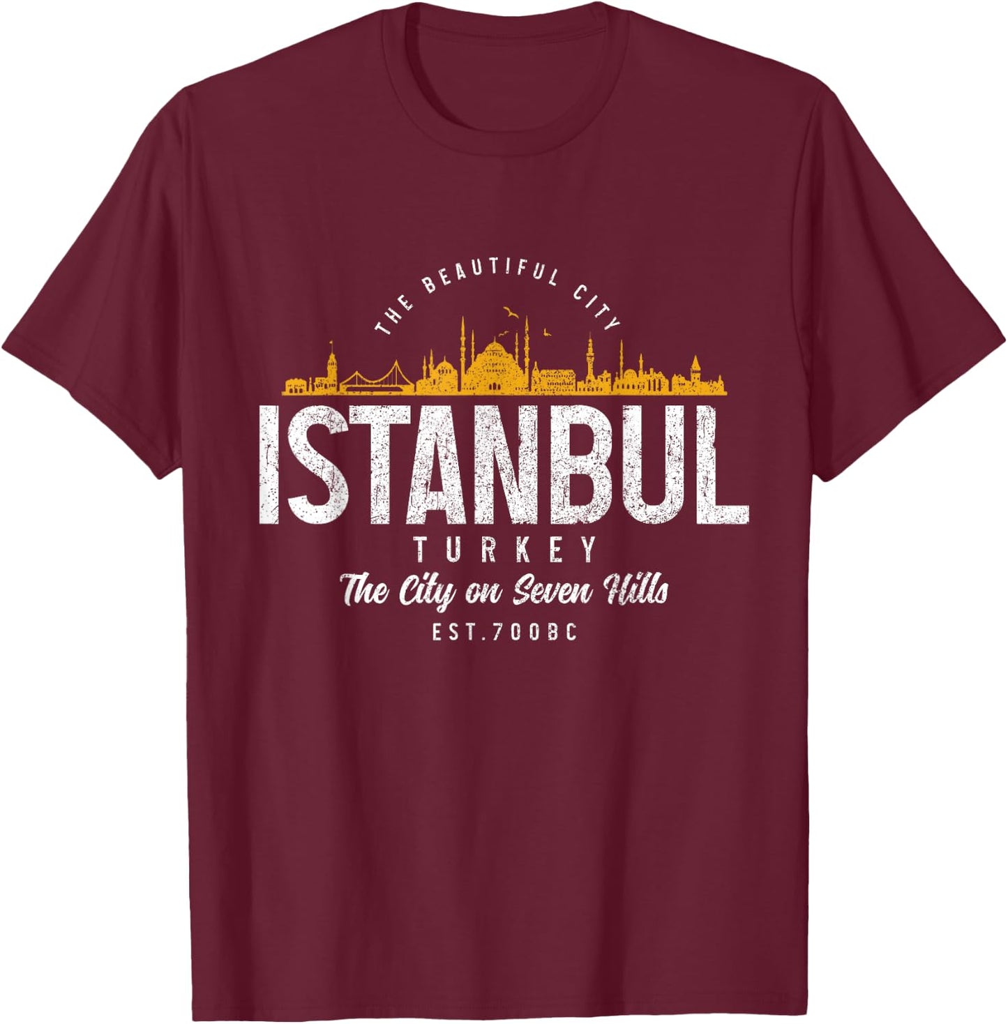 Istanbul Skyline Turkey Turkish Pride Souvenir Turkiye T-Shirt - T-Shirt | Maroon